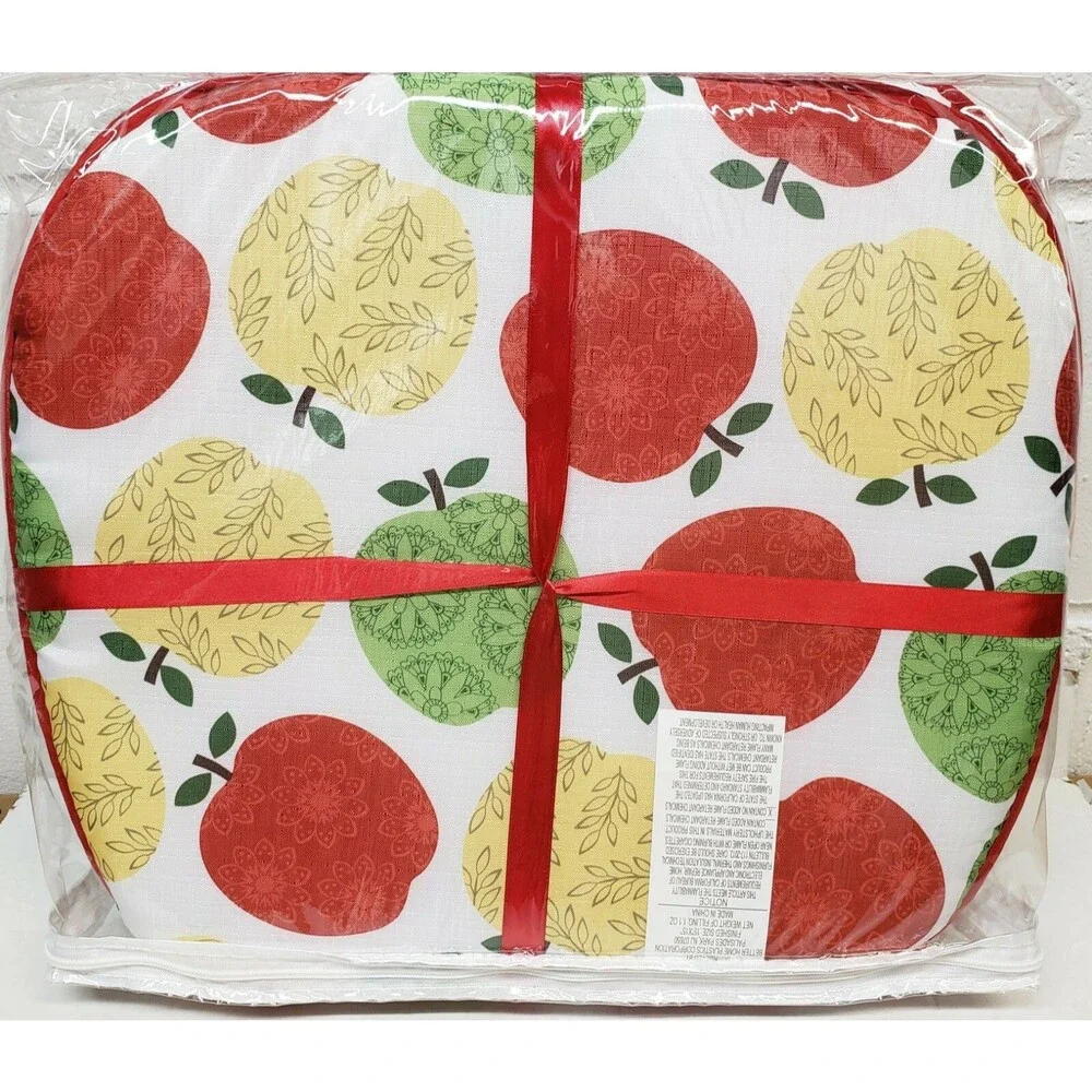Set of 4 DELUXE CHAIR PADS w/red ties, reversible,15